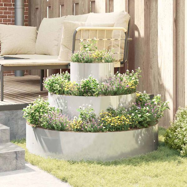 vidaXL Vaso da giardino Argento 90 x 90 x 20 cm Acciaio zincato
