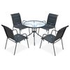 vidaXL Set da Pranzo da Esterno 5 pz in Acciaio Nero