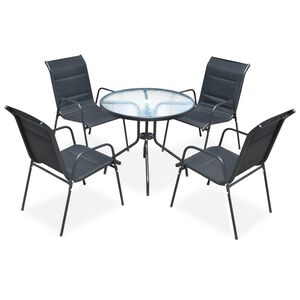 vidaXL Set da Pranzo da Esterno 5 pz in Acciaio Nero