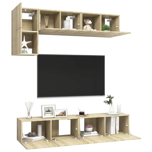 vidaXL Set di Mobili TV 5 pz Rovere Sonoma in Legno Multistrato