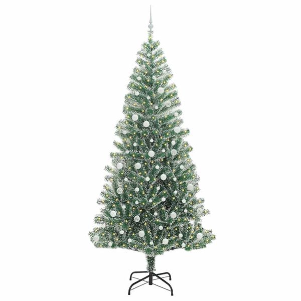 vidaXL Albero di Natale Artificiale Imbiancato con Luci LED 240 cm