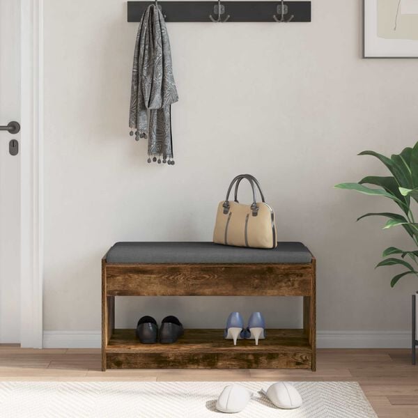 vidaXL Panca per ingresso Quercia Affumicata 83 x 38 x 45 cm