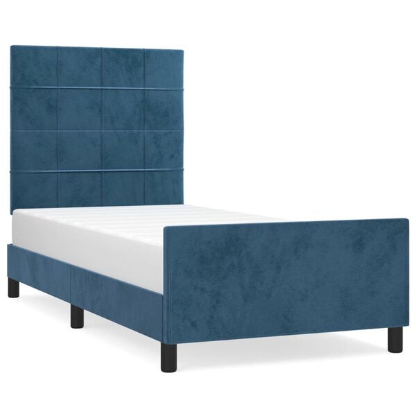 vidaXL Giroletto senza Materasso Blu Scuro 90x190 cm in Velluto