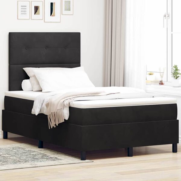 vidaXL Letto a molle con materasso Nero 120 x 200 cm Velluto