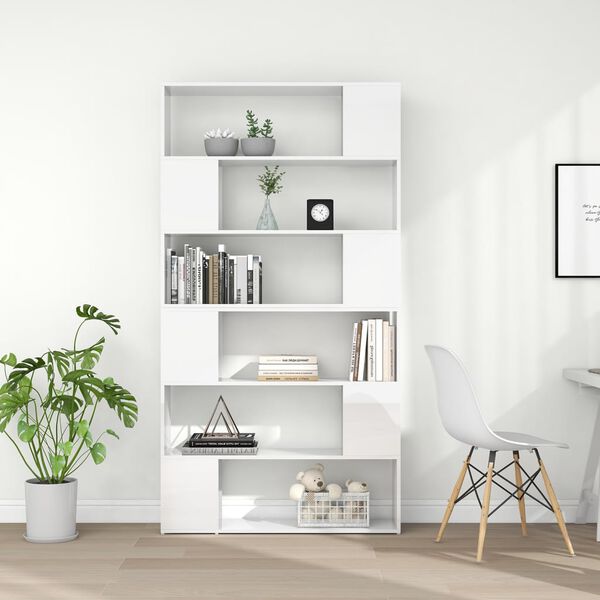 vidaXL Libreria/Divisorio Stanza Bianco Lucido 100x24x188 cm