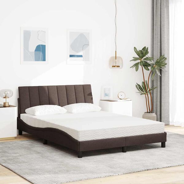 vidaXL Letto con Materasso Hanko Marrone Scuro 140x200cm Tessuto