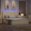 vidaXL Letto con contenitore e LED Crema 160 x 200 cm Poliestere