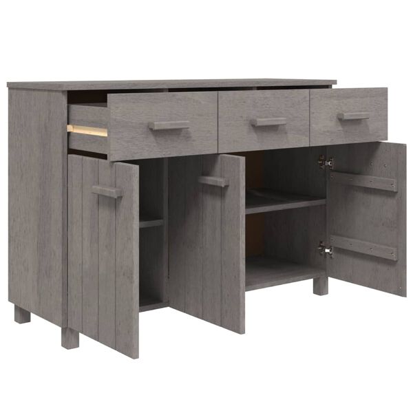 vidaXL Credenza HAMAR Grigio Chiaro 113x40x80cm Legno Massello di Pino
