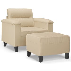 vidaXL Poltrona con Poggiapiedi crema 60 cm in Tessuto Microfibra