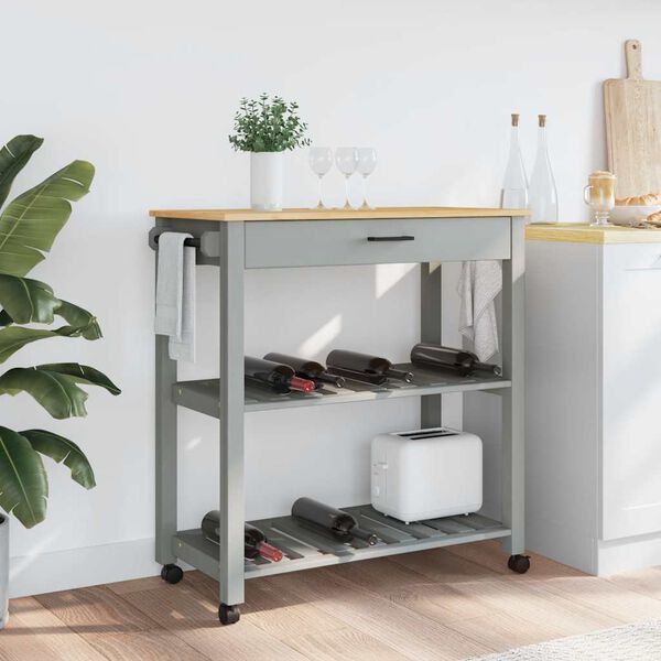 vidaXL Carrello da Cucina MONZA 84x40x88,5 cm in Legno Massello di Pino