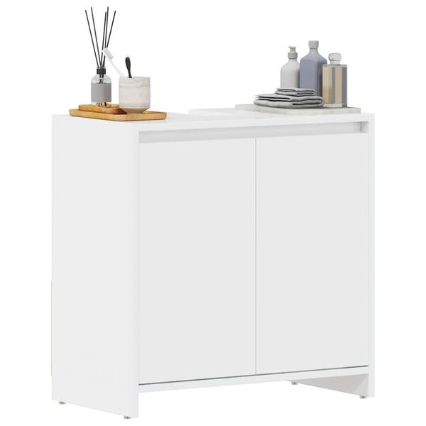 vidaXL Mobile da Bagno Bianco Lucido 60x33x61 cm in Legno Multistrato