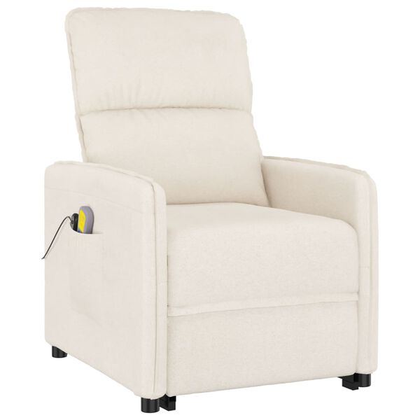 vidaXL Poltrona Alzapersona Massaggiante Beige in Tessuto Microfibra