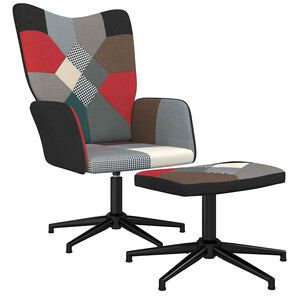 vidaXL Sedia Relax con Sgabello in Tessuto Patchwork