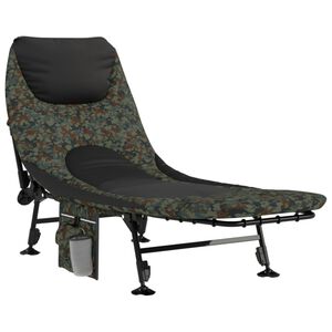 vidaXL Letto da Pesca Gambe Anti Fango Regolabili Pieghevole Mimetico
