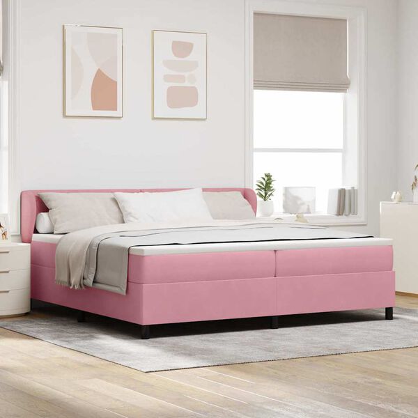 vidaXL Letto a molle con materasso Rosa 200 x 200 cm Velluto