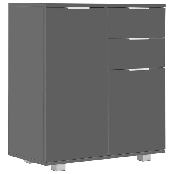 vidaXL Credenza con Finitura Lucida Grigia 71x35x80 cm in Truciolato