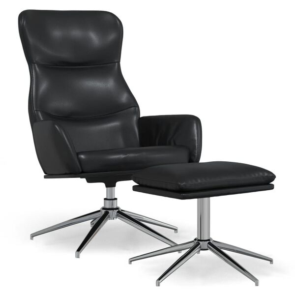 vidaXL Poltrona Relax con Poggiapiedi in Similpelle Nera Lucida