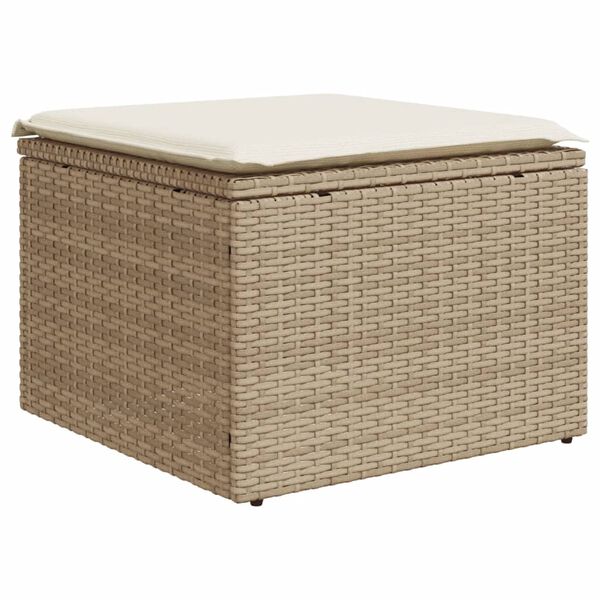 vidaXL Sgabello Giardino con Cuscino Beige 55x55x37 cm in Polyrattan
