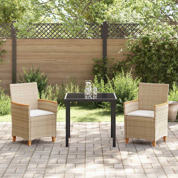 vidaXL Set da Pranzo per Giardino 3 pcs Beige polyrattan