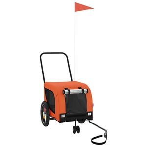 vidaXL Rimorchio da Bici per Animali Arancione e Nero Oxford e Ferro