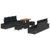 vidaXL Set Divano da Giardino 9 pz Nero polyrattan