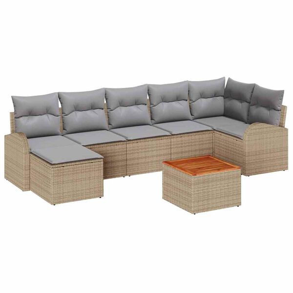 vidaXL Set Divano da Giardino 8 pcs Beige e Grigio Chiaro polyrattan