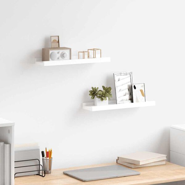 vidaXL Mensole con Sporgenza 2 pz Bianche 40x9x3 cm MDF