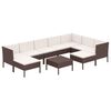 vidaXL Set Divani da Giardino 10 pz con Cuscini in Polyrattan Marrone