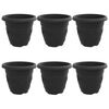 vidaXL Vaso Rotondo per Fiori 6 pcs Nero &Oslash; 26 x 21.5 cm Plastica