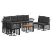 vidaXL Set di divani da esterno 9 pcs Nero e Grigio scuro Poliestere