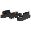 vidaXL Set Divano da Giardino 9 pz 8-Numero di posti Nero