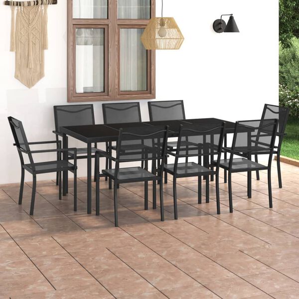 vidaXL Set da Pranzo da Giardino 9 pz in Acciaio