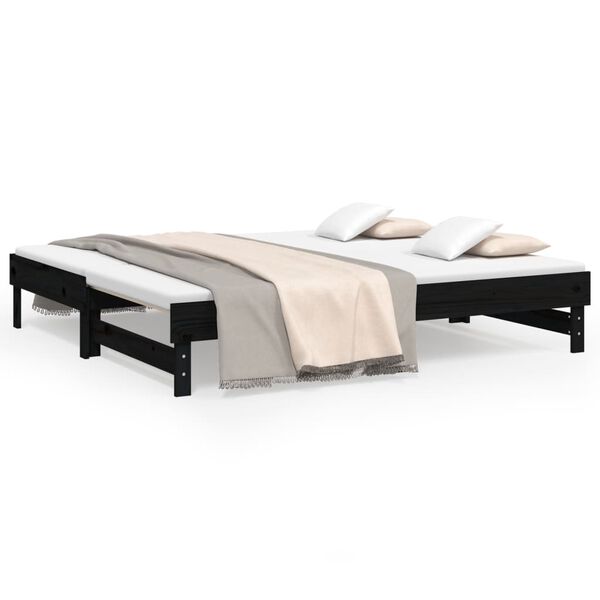 vidaXL Dormeuse Estraibile Nera 2x(90x190) cm Legno Massello di Pino