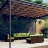 vidaXL Set Divani da Giardino 9 pz con Cuscini in Polyrattan Marrone