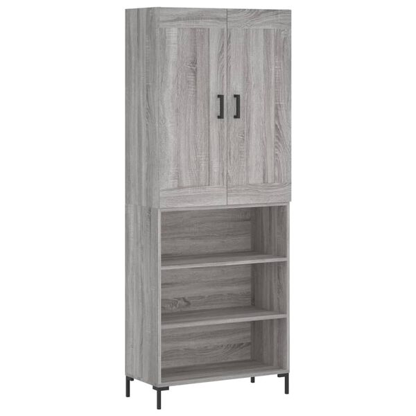 vidaXL Credenza Grigio Sonoma 69,5x34x180 cm in Legno Multistrato