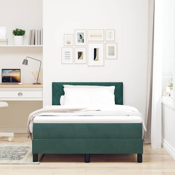 vidaXL Letto a molle con materasso Verde Scuro 120 x 200 cm Velluto