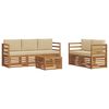 vidaXL Set divani 6 pcs Naturale e Beige Legno di Acacia Massello