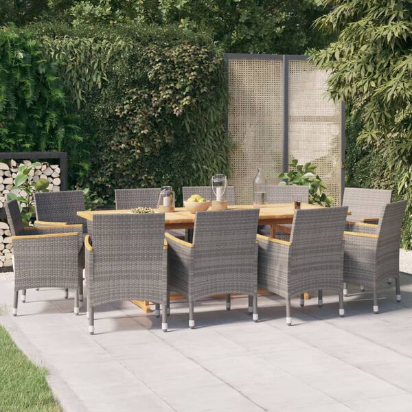vidaXL Set da Pranzo per Giardino 11 pz con Cuscini Grigio