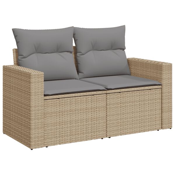 vidaXL Set Divano da Giardino 3 pz con Cuscini Beige in Polyrattan