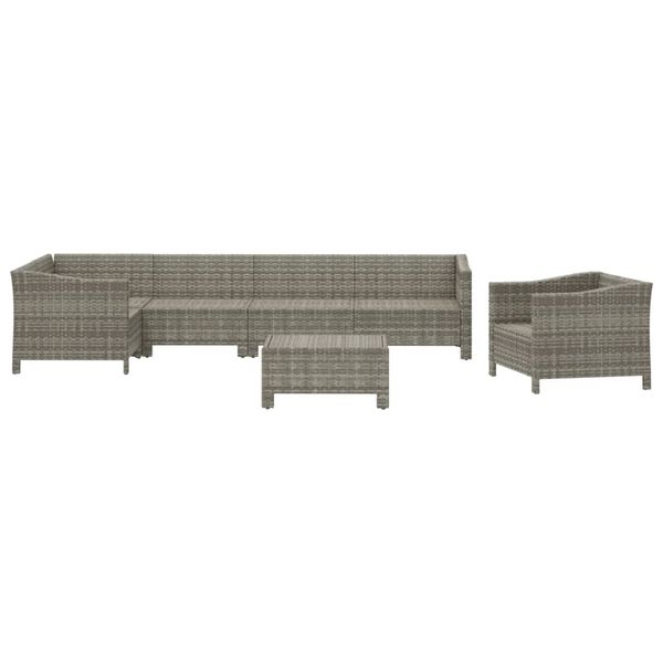 vidaXL Set Divani da Giardino 7 pz con Cuscini in Polyrattan Grigio