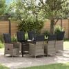 vidaXL Set da Pranzo per Giardino con cuscino 7 pcs Grigio polyrattan