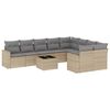 vidaXL Set Divano da Giardino 10 pz con Cuscini Beige in Polyrattan