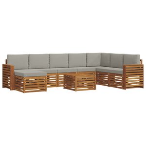 vidaXL Set di divani da esterno 9 pz 8-Posti Naturale e Grigio Chiaro