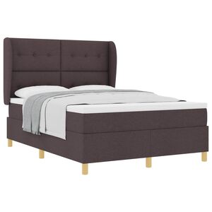 vidaXL Letto a molle con testiera Marrone Scuro 190 x 140 cm Tessuto