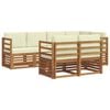vidaXL Set di divani da esterno 7 pz Naturale e Crema Poliestere