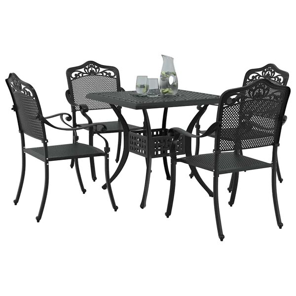 vidaXL Set di Tavolo da Giardino 5 pcs Nero Alluminio pressofuso