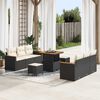 vidaXL Set Divano da Giardino con cuscino 9 pcs Nero Poly Rattan