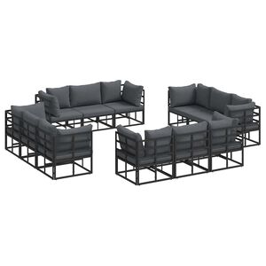 vidaXL Set Divano da Giardino 12 pz Nero Metallo