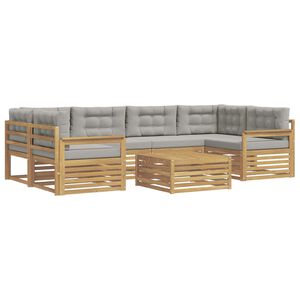 vidaXL Set di divani da esterno 7 pz Bianco e Grigio Chiaro Poliestere
