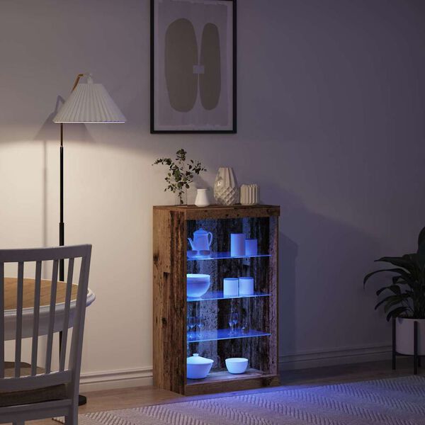 vidaXL Madia LED Legno vecchio 60,5 x 37 x 100 cm Legno multistrato